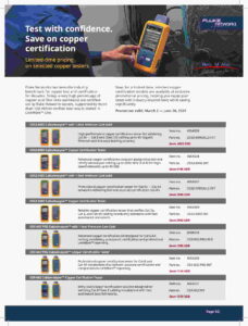 Promotional banner: technician using a copper tester with Fluke Networks branding and the text about limited-time pricing and certification.